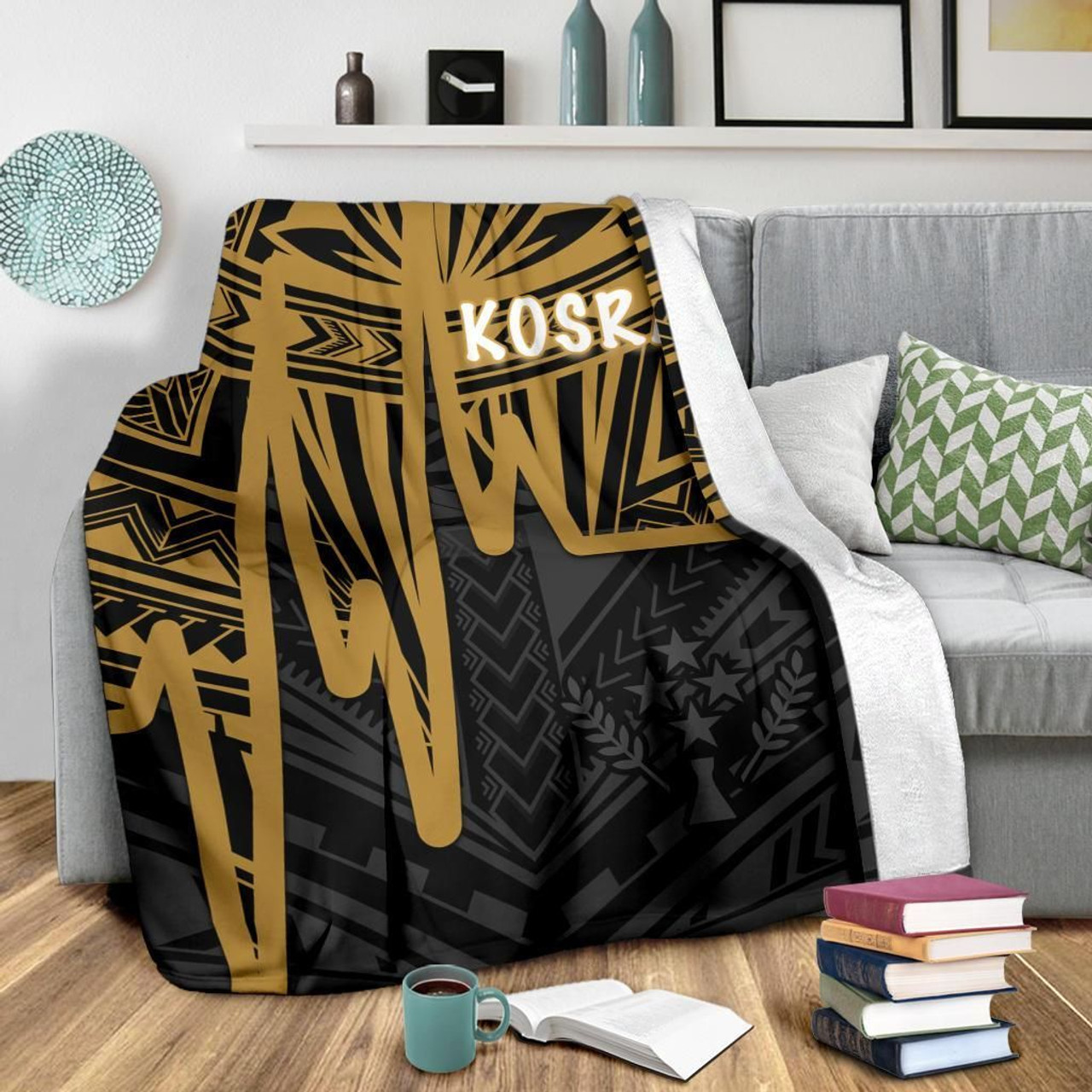 Kosrae Premium Blanket - Kosrae Seal In Heartbeat Patterns Style (Gold) 5