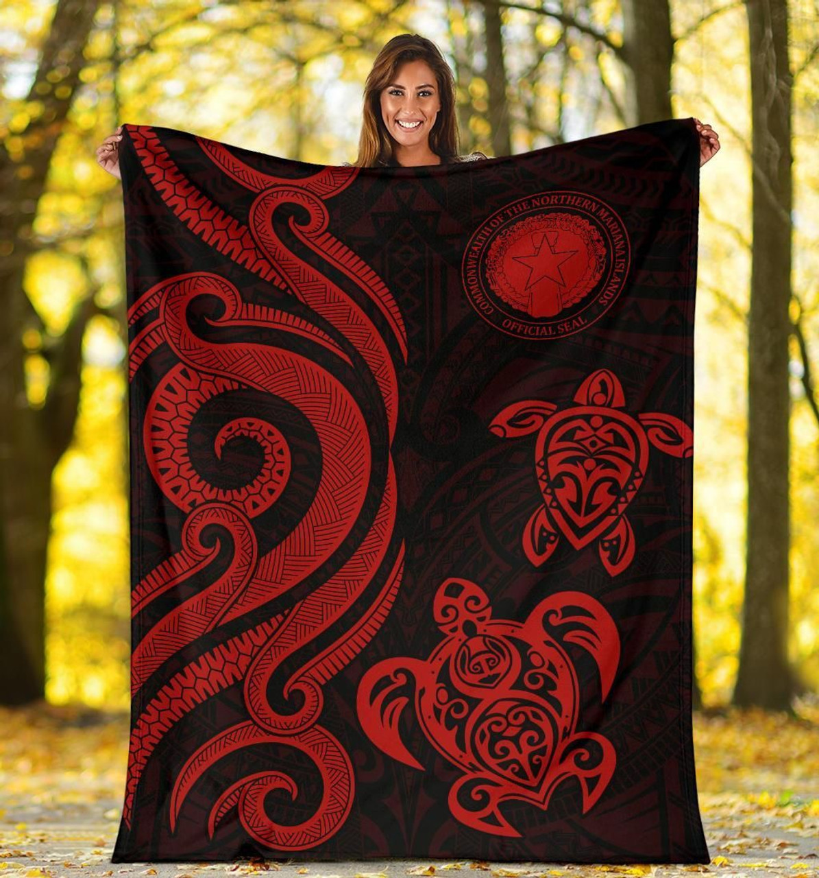 Northern Mariana Premium Blanket - Tentacle Turtle Red 5