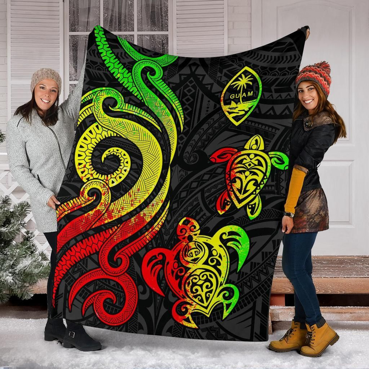 Guam Polynesian Premium Blanket - Reggae Tentacle Turtle 6