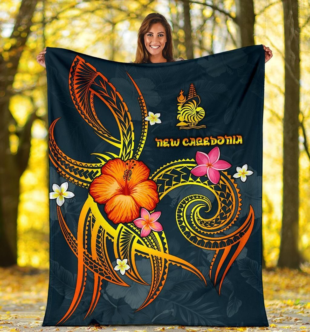 New Caledonia Polynesian Premium Blanket - Legend of New Caledonia (Blue) 5