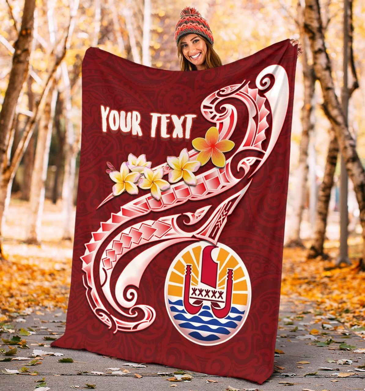 Tahiti Personalised Premium Blanket - Tahiti Seal Polynesian Patterns Plumeria 4