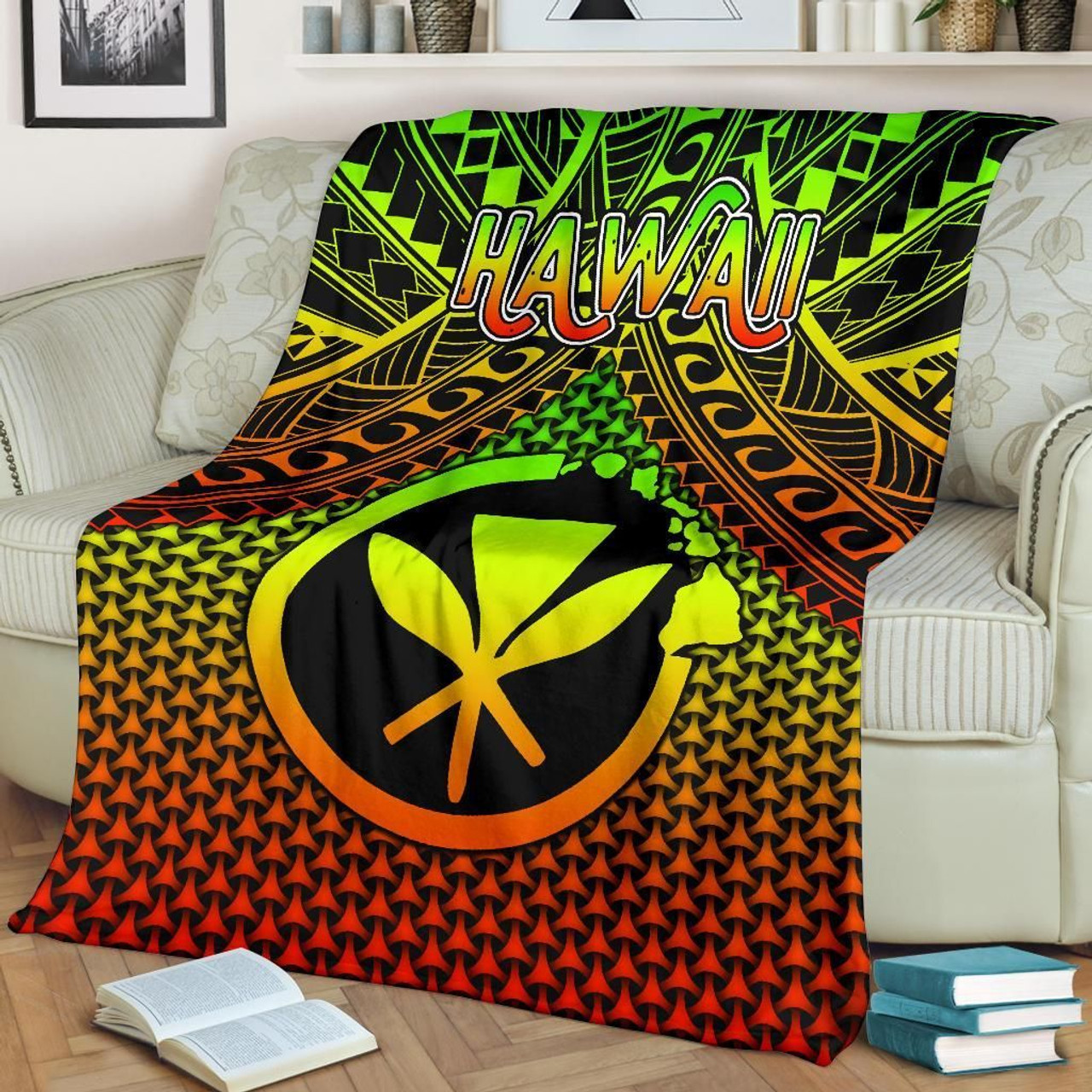 Polynesian Hawaii  Kanaka Maoli Premium Blanket - Reggae Vintage Polynesian Patterns 2