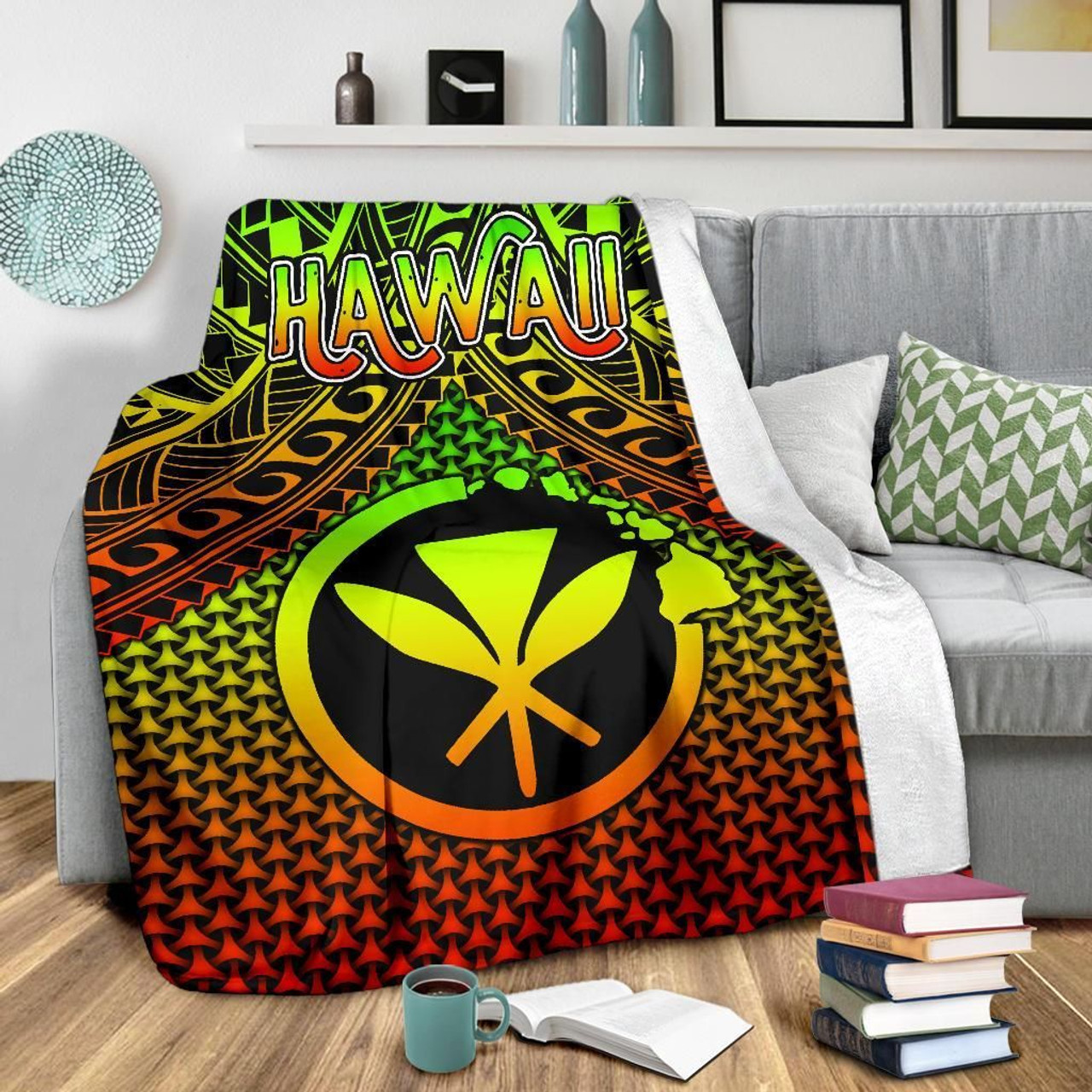 Polynesian Hawaii  Kanaka Maoli Premium Blanket - Reggae Vintage Polynesian Patterns 3