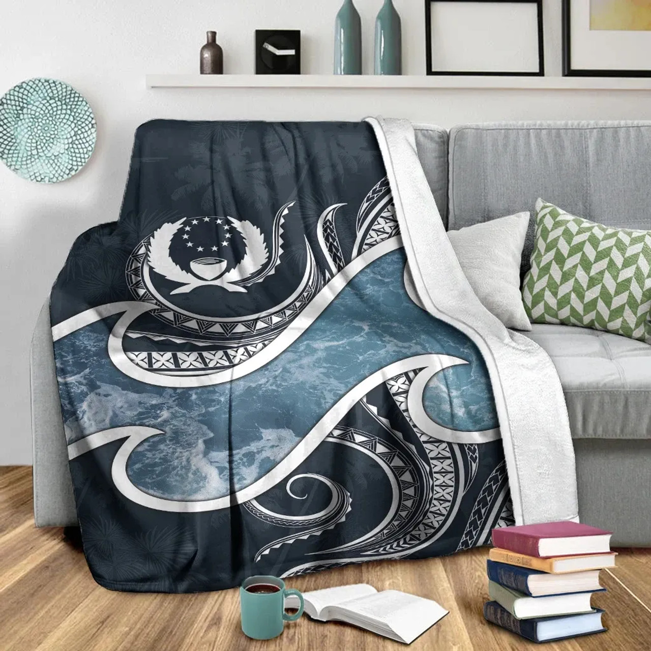Pohnpei Islands Polynesian Premium Blanket - Ocean Style 1