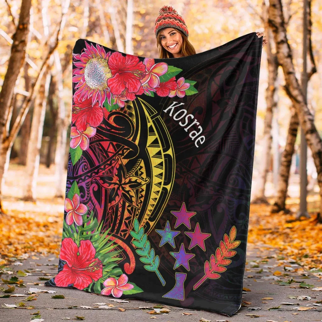 Kosrae State Premium Blanket - Tropical Hippie Style 4