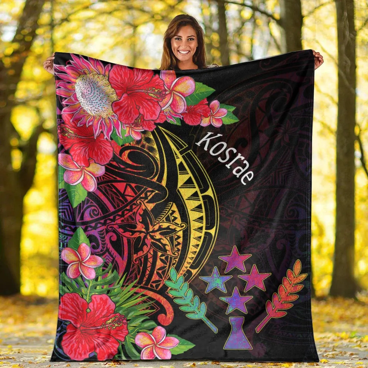 Kosrae State Premium Blanket - Tropical Hippie Style 5