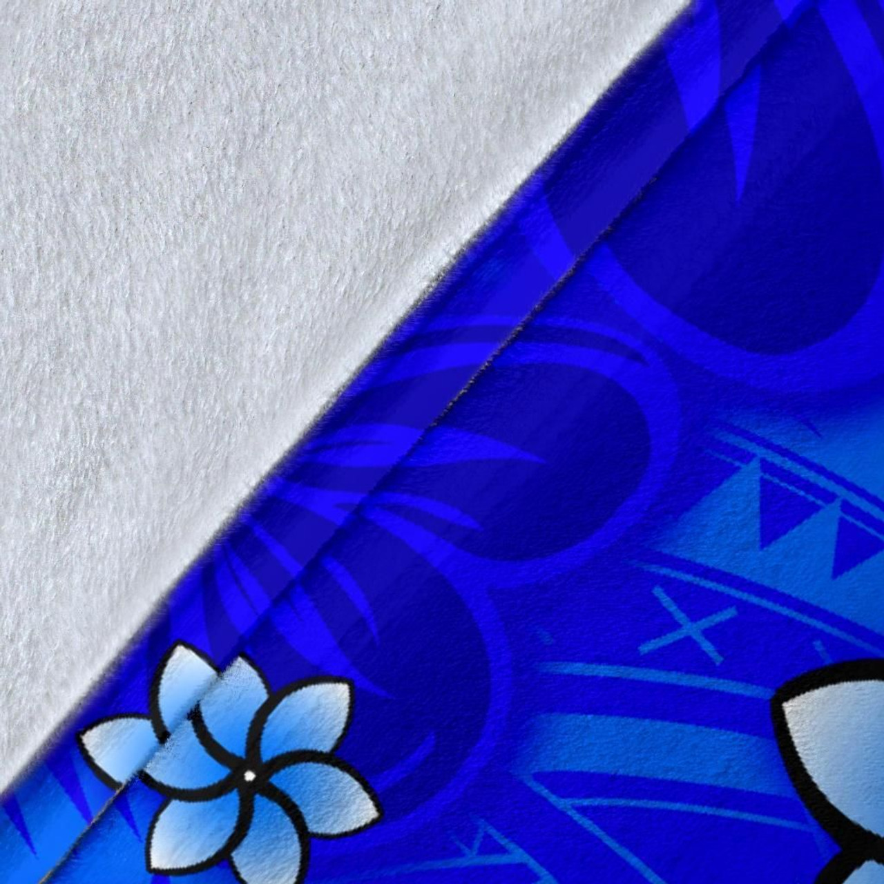 Pohnpei Premium Blanket - Turtle Plumeria (Blue) 8
