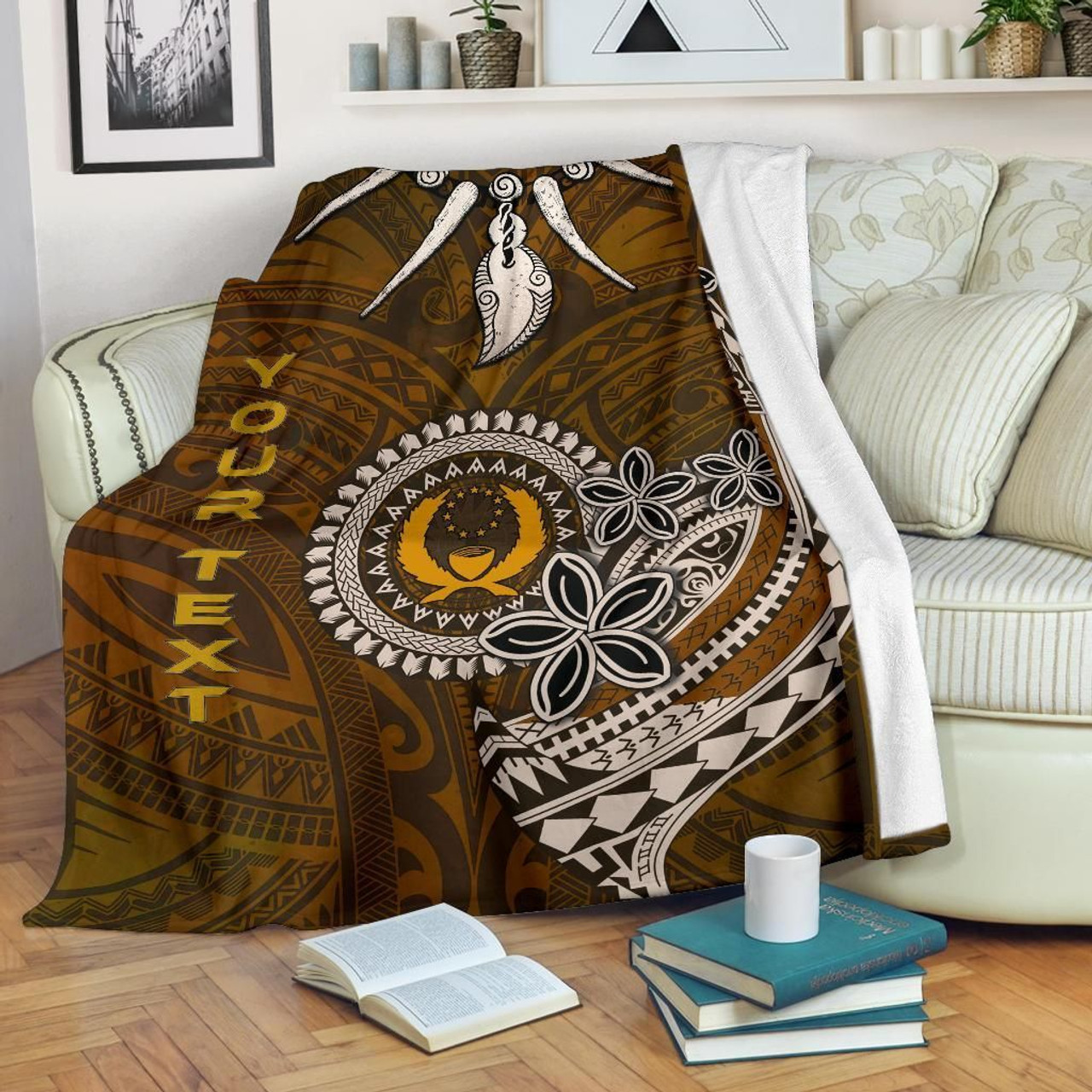 Pohnpei Custom Personalised Premium Blankets - Polynesian Boar Tusk 8