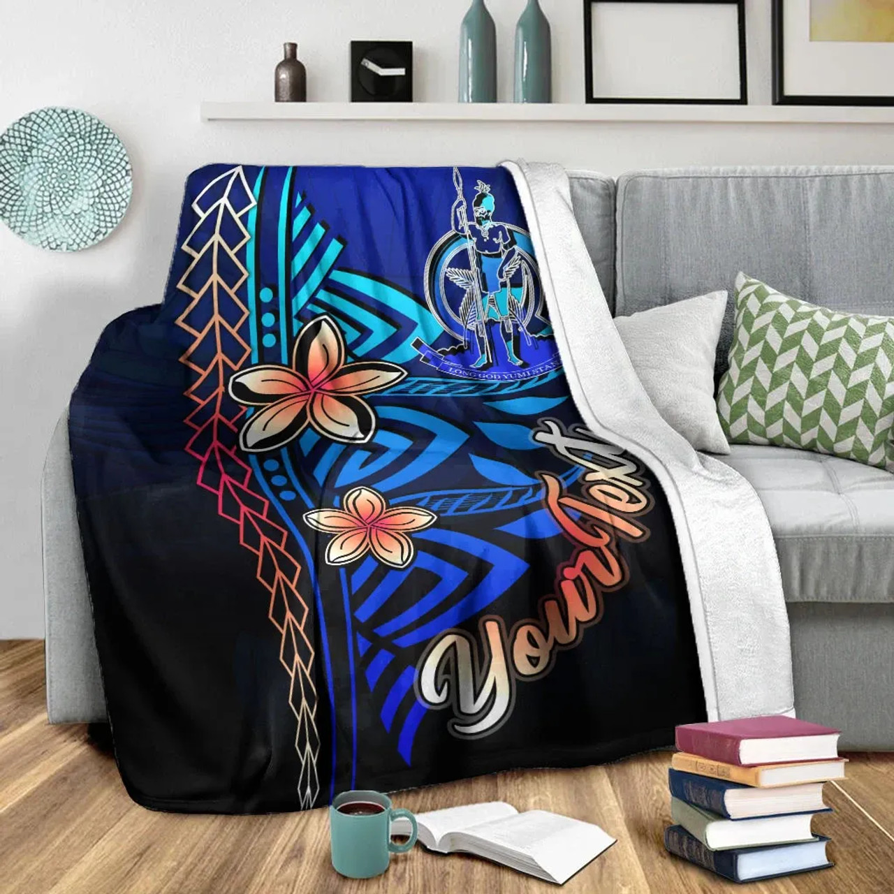 Vanuatu Custom Personalised Premium Blanket - Vintage Tribal Mountain 5