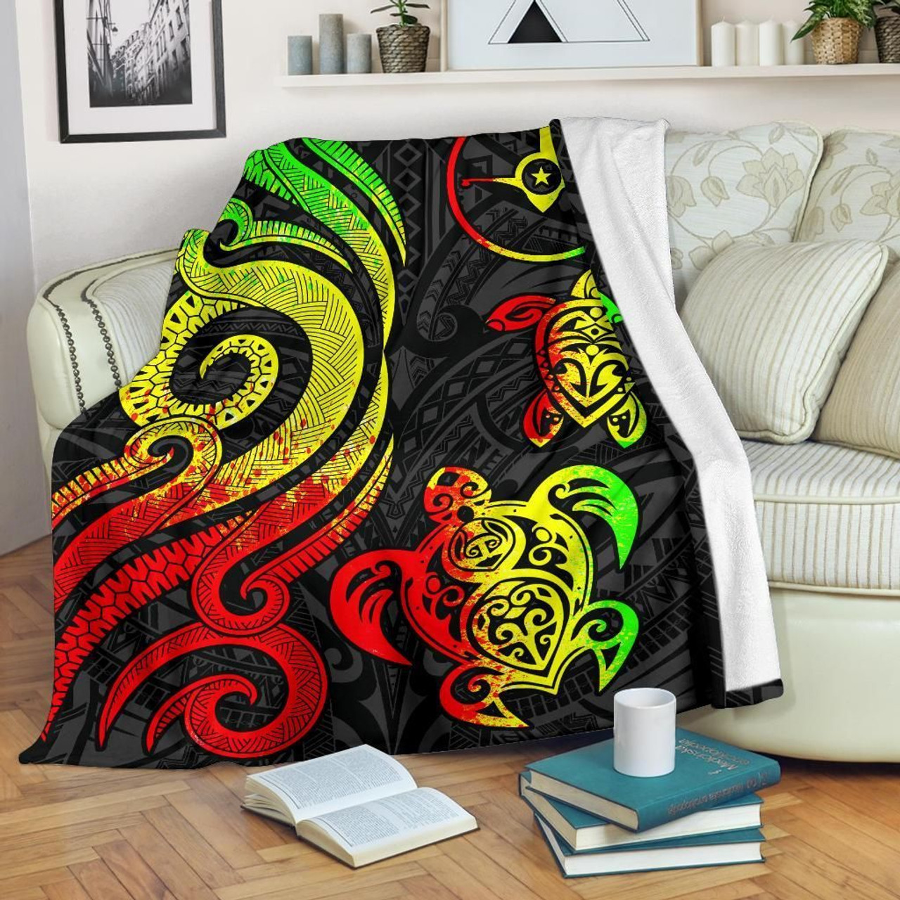 Yap Micronesian Premium Blanket - Reggae Tentacle Turtle 1