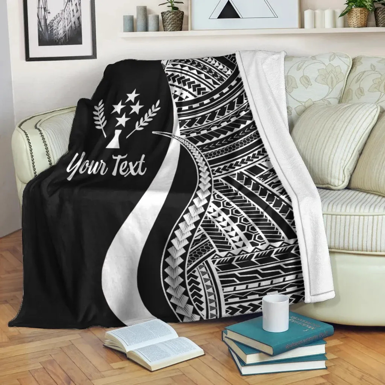 Kosrae Custom Personalised Premium Blanket - White Polynesian Tentacle Tribal Pattern 2