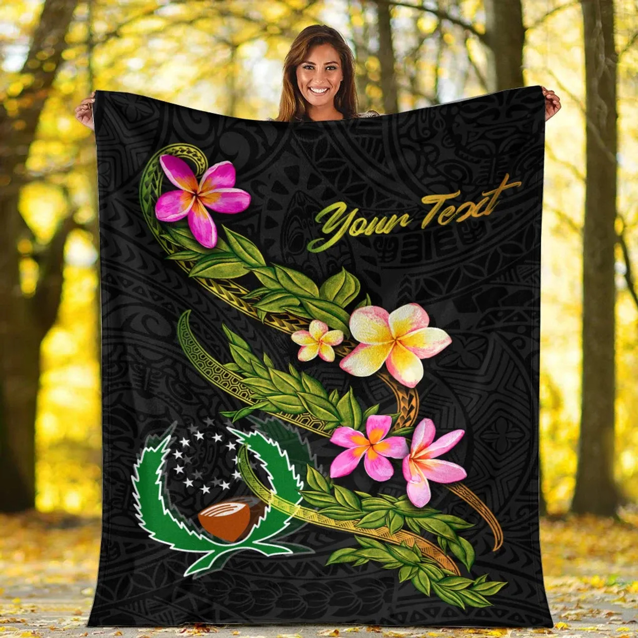 Pohnpei Polynesian Custom Personalised Blanket - Plumeria Tribal 5