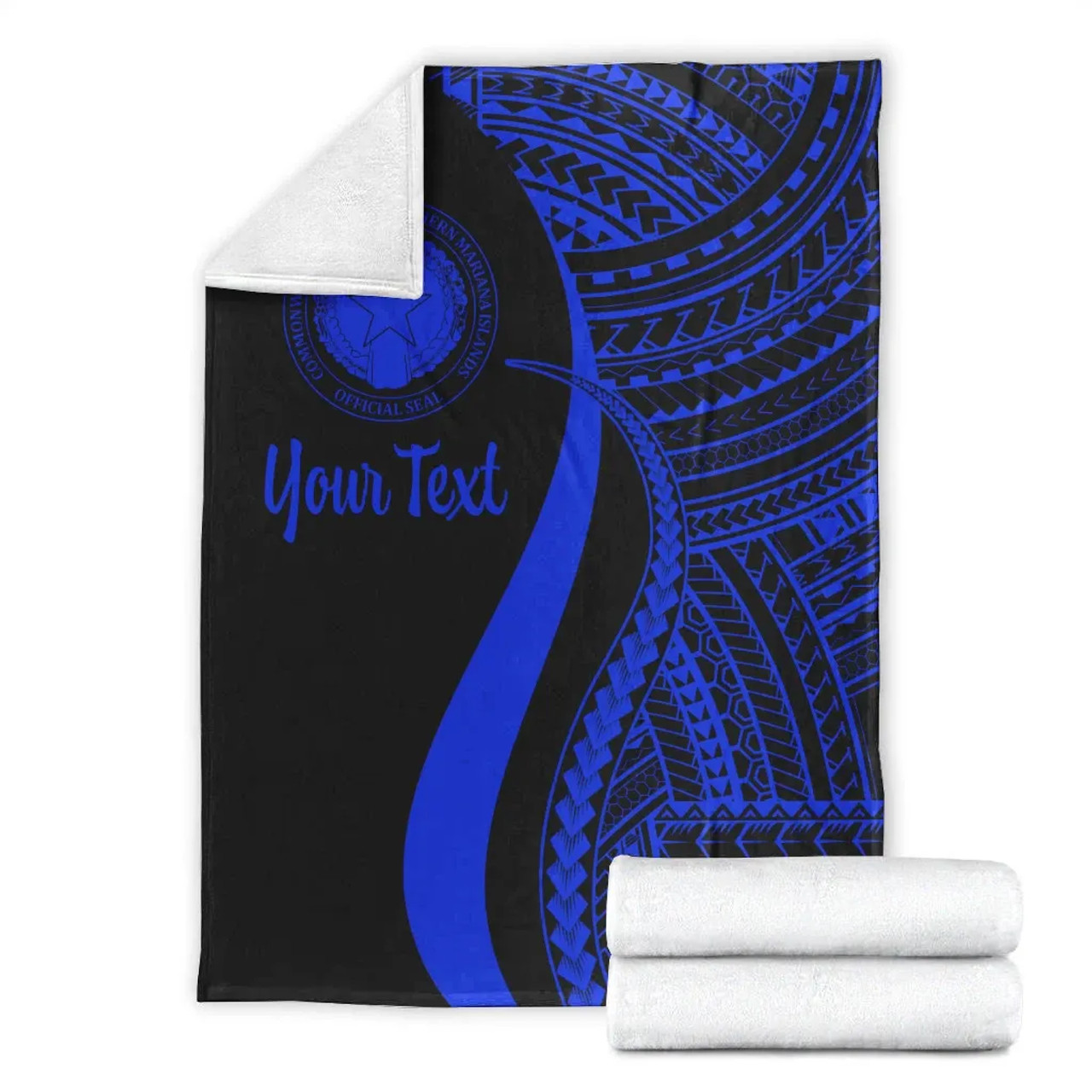 Northern Mariana Islands Custom Personalised Premium Blanket - Blue Polynesian Tentacle Tribal Pattern 7