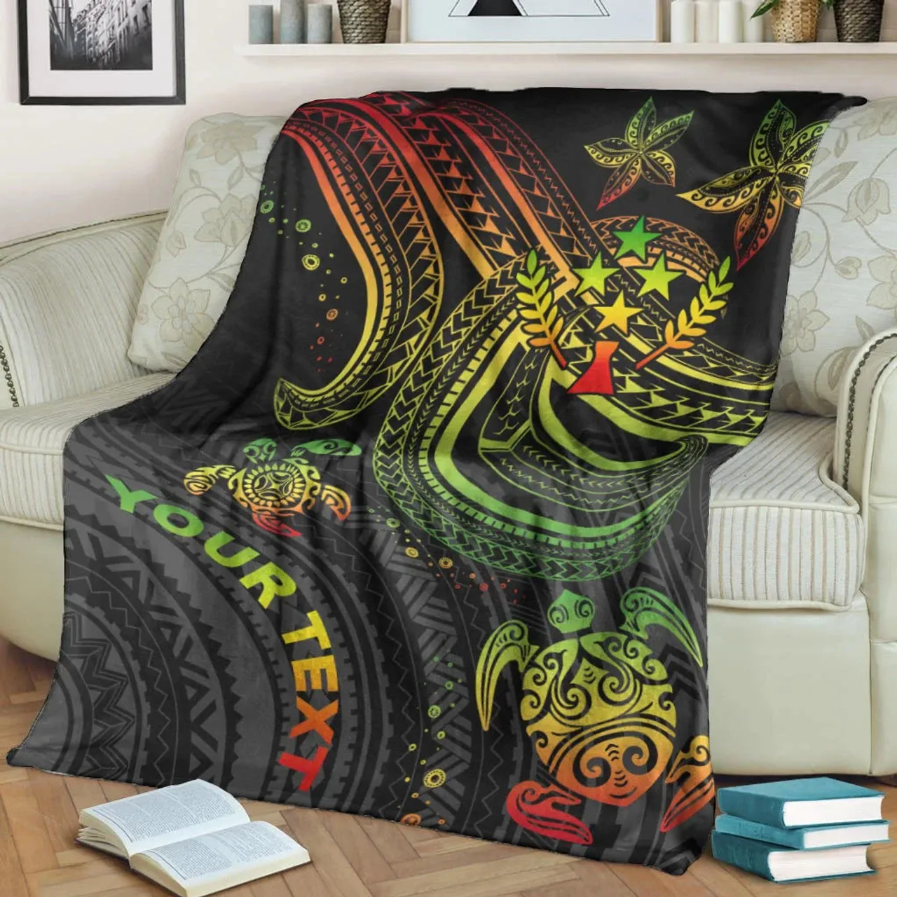 Kosrae Custom Personalised Premium Blanket- Reggae Turtle 2