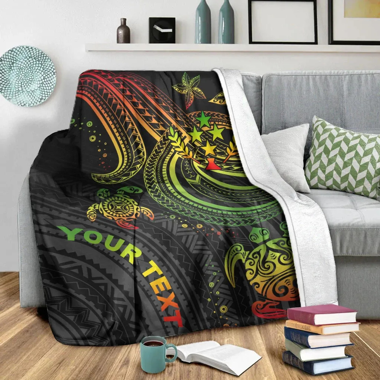 Kosrae Custom Personalised Premium Blanket- Reggae Turtle 3