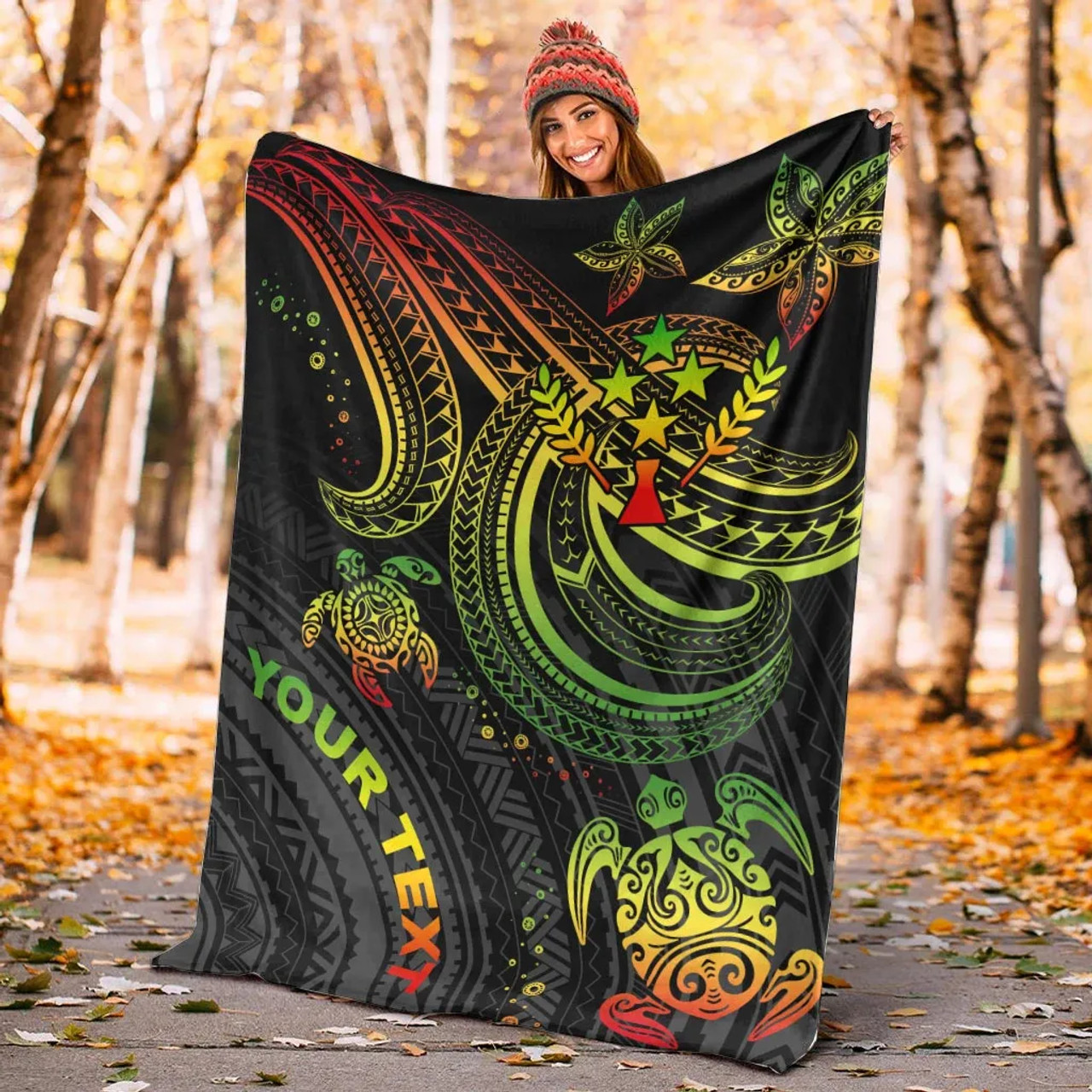 Kosrae Custom Personalised Premium Blanket- Reggae Turtle 4