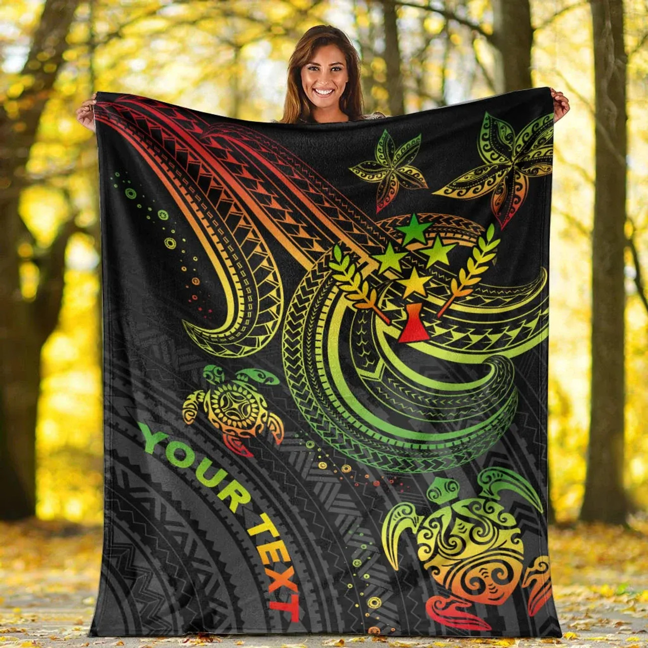 Kosrae Custom Personalised Premium Blanket- Reggae Turtle 5