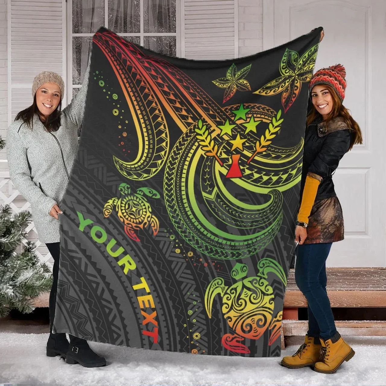 Kosrae Custom Personalised Premium Blanket- Reggae Turtle 6