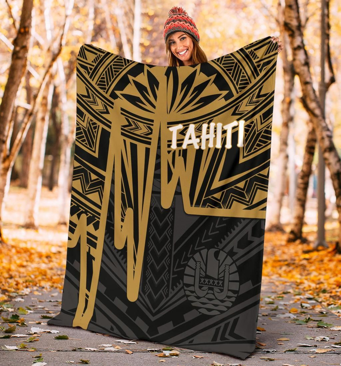 Tahiti Premium Blanket - Tahiti Seal In Heartbeat Patterns Style (Gold) 4