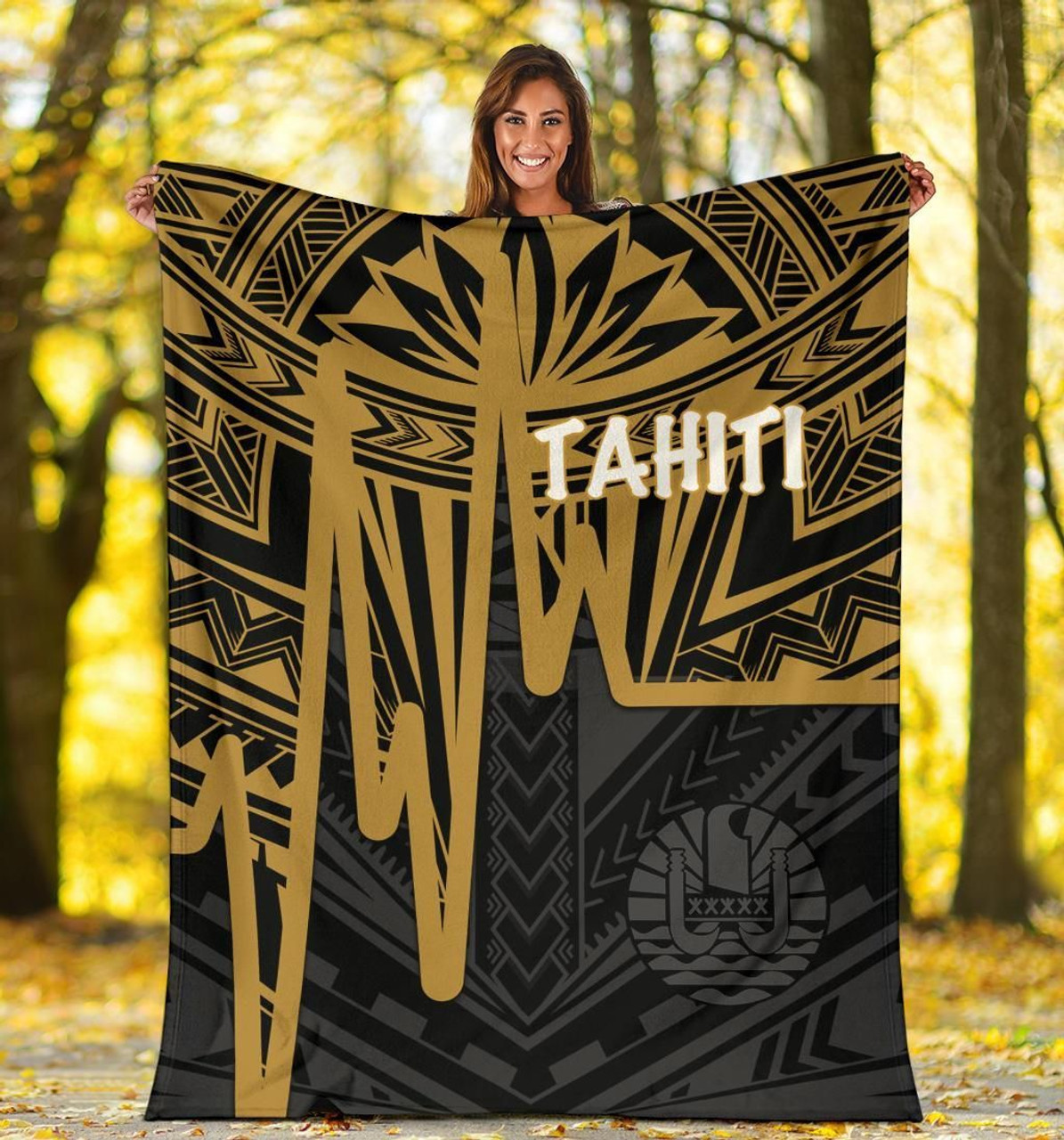 Tahiti Premium Blanket - Tahiti Seal In Heartbeat Patterns Style (Gold) 5