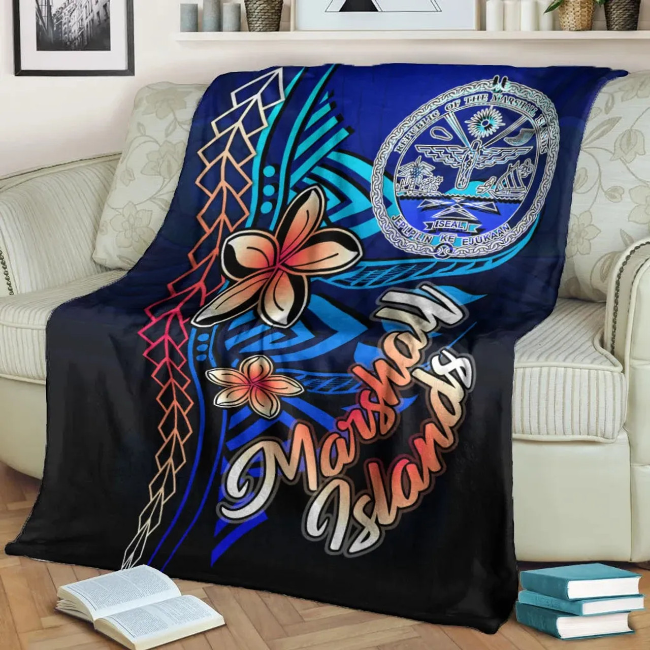 Marshall Islands Premium Blanket - Vintage Tribal Mountain Crest 7