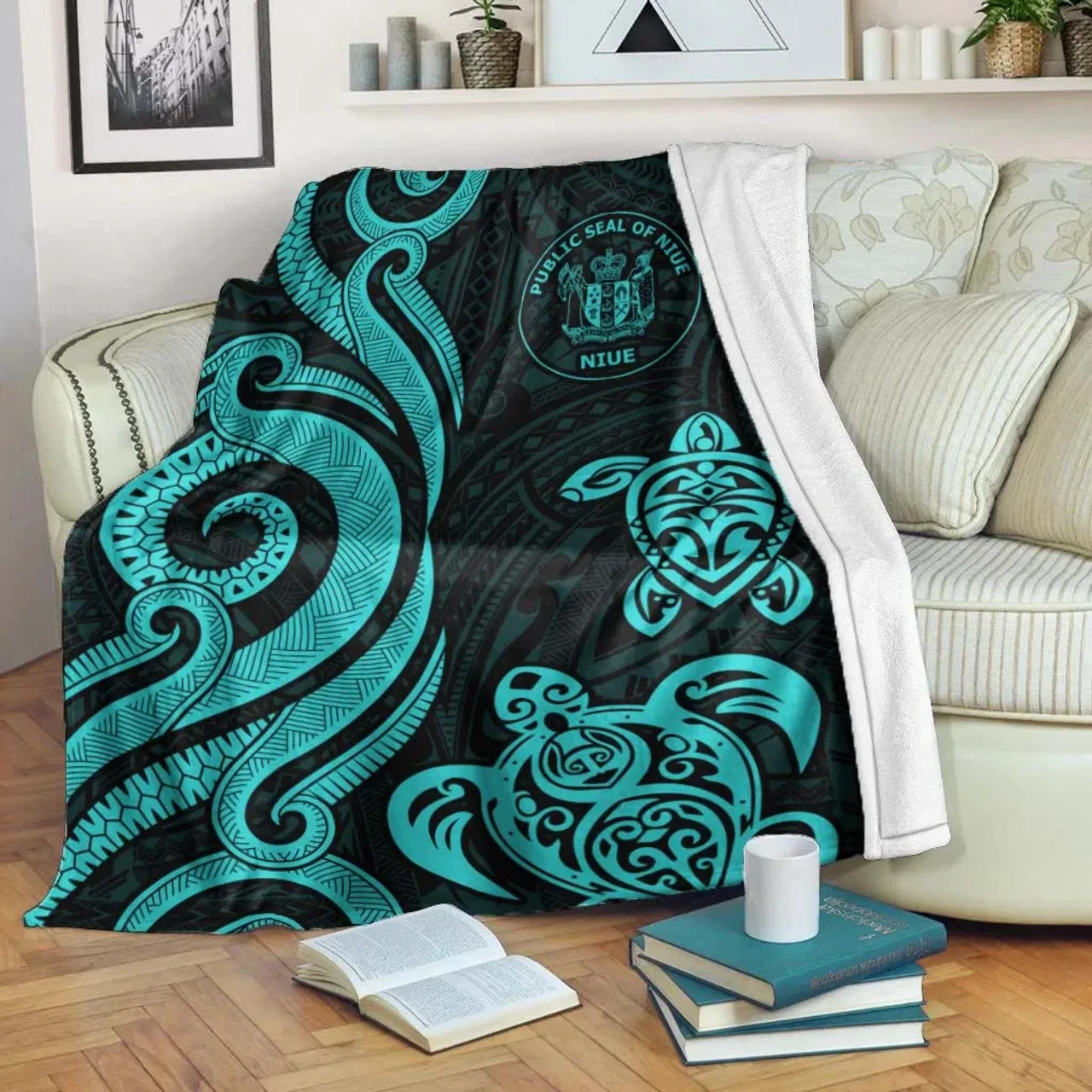 Niue Premium Blanket - Turquoise Tentacle Turtle 1