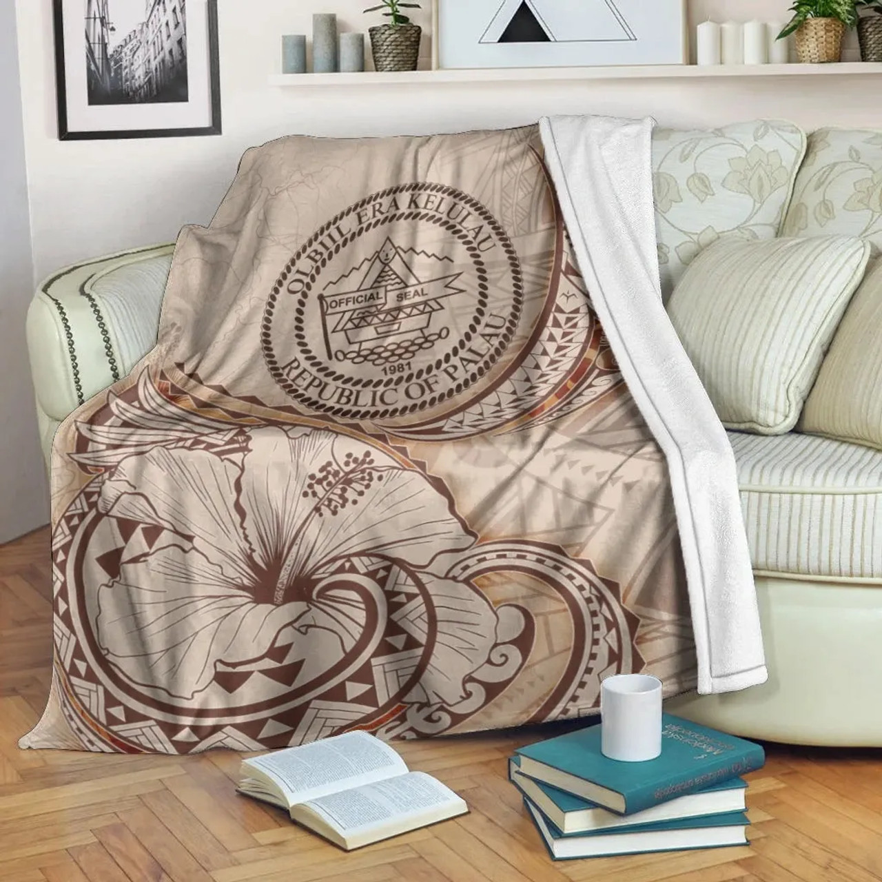 Palau Premium Blanket - Hibiscus Flowers Vintage Style 1