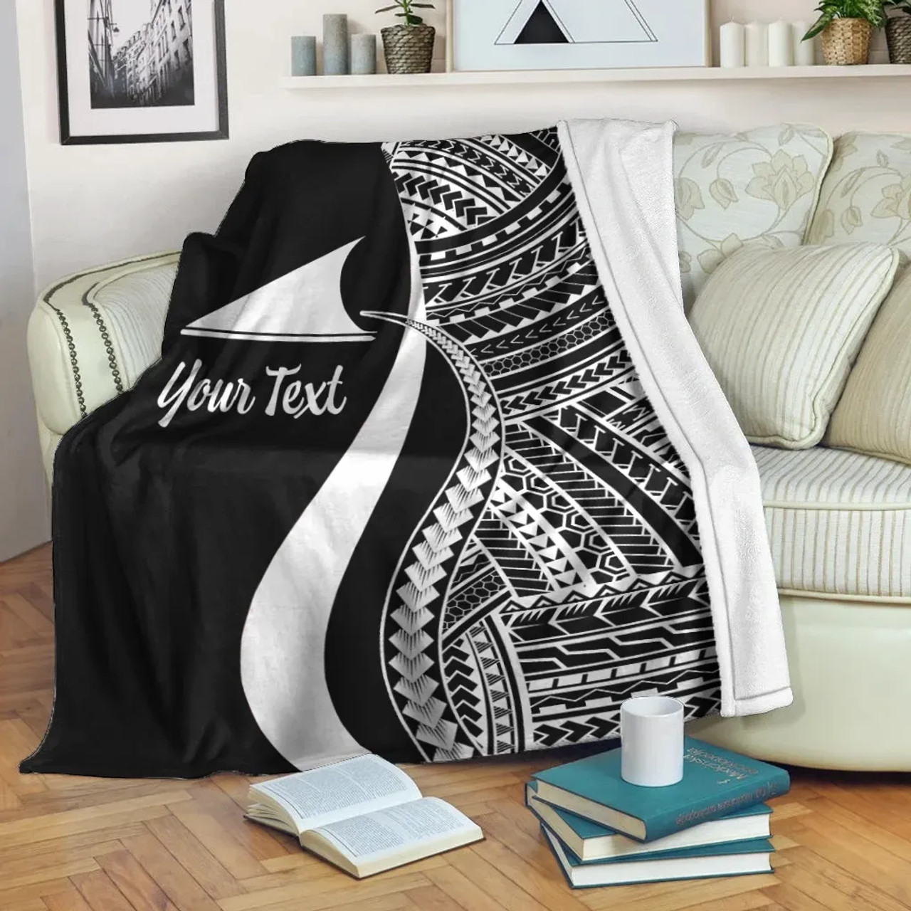 Tokelau Custom Personalised Premium Blanket - White Polynesian Tentacle Tribal Pattern 2