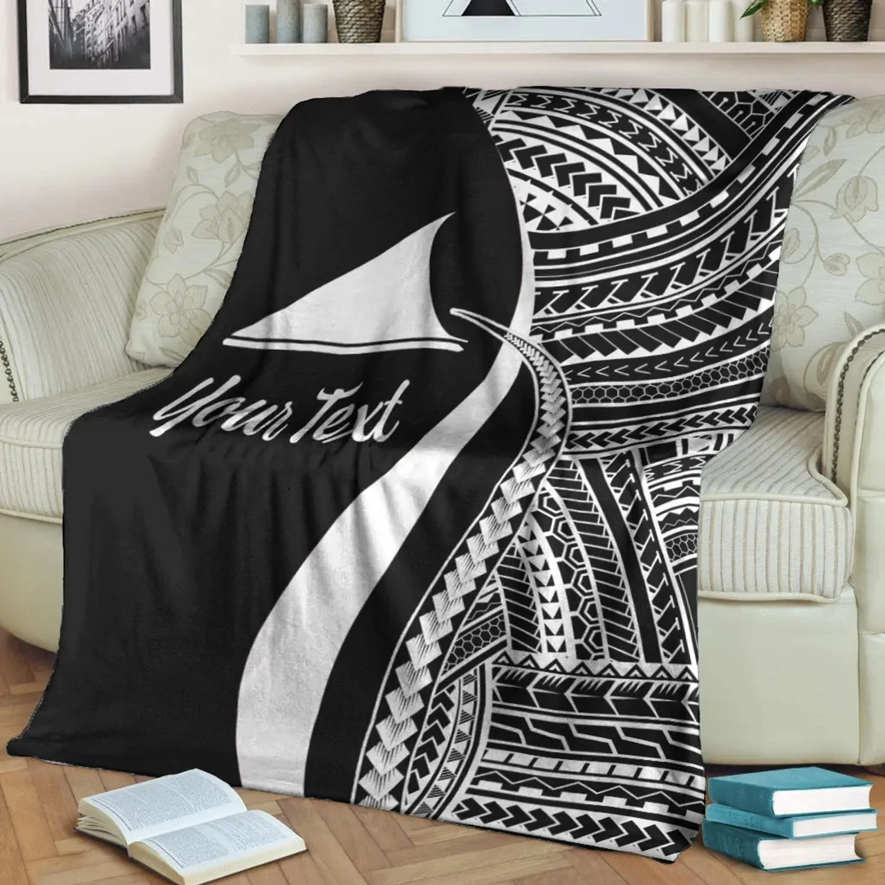 Tokelau Custom Personalised Premium Blanket - White Polynesian Tentacle Tribal Pattern 3