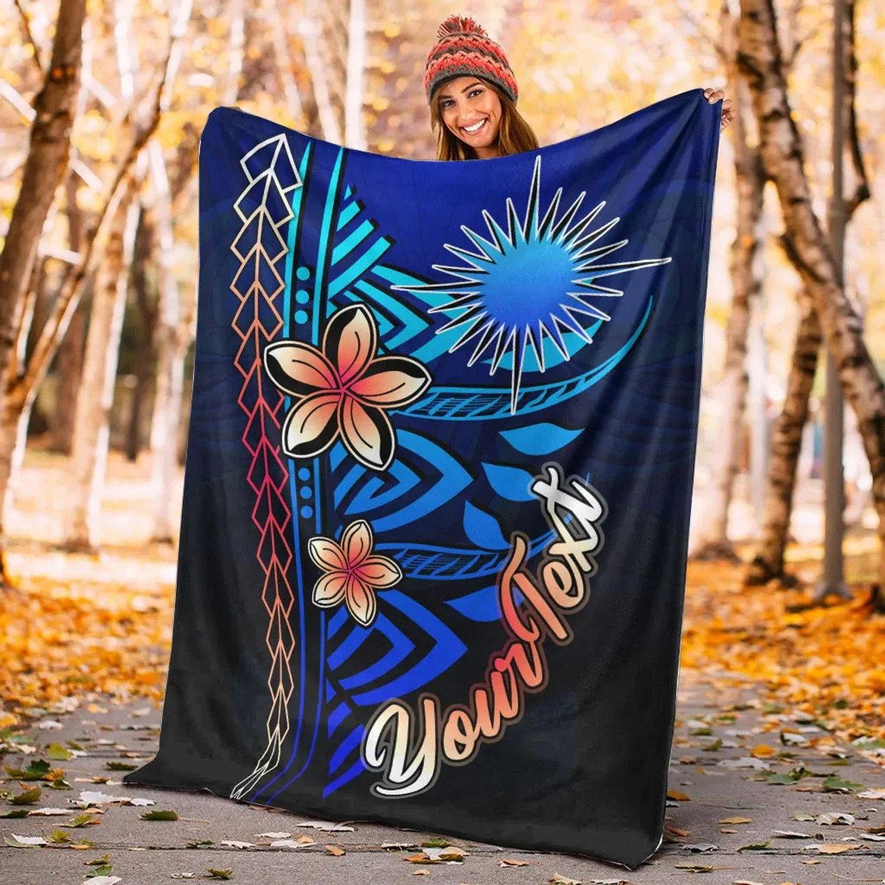 Marshall Islands Custom Personalised Premium Blanket - Vintage Tribal Mountain 2