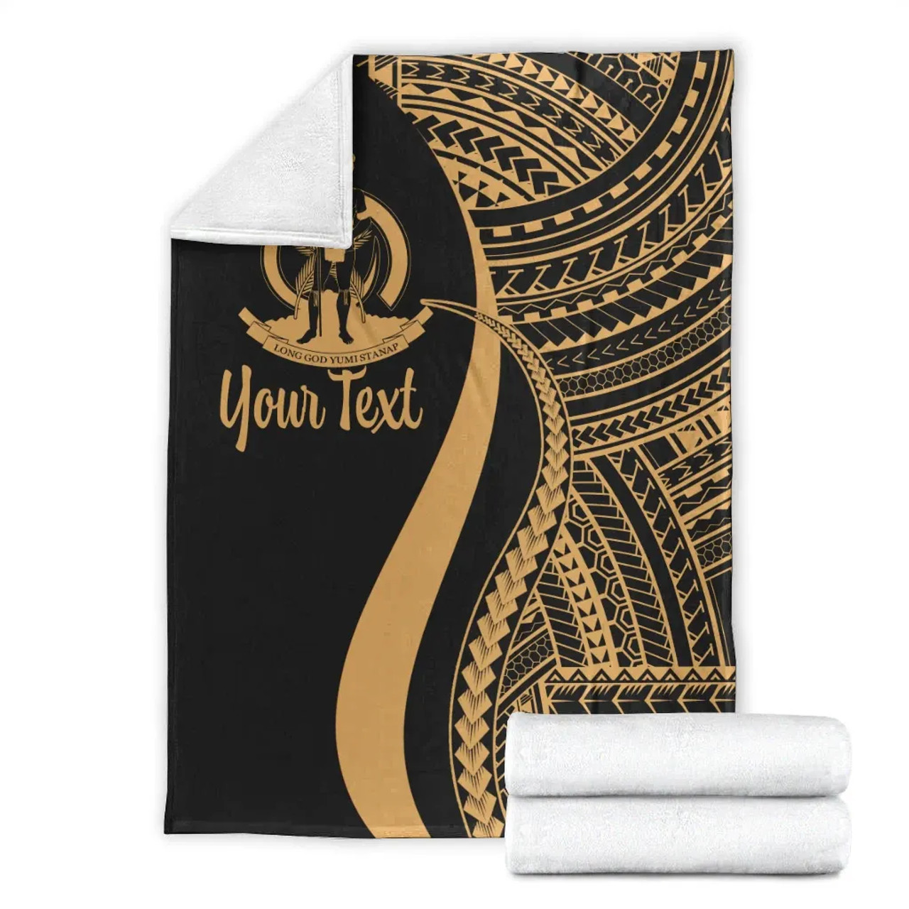 Vanuatu Custom Personalised Premium Blanket - Gold Polynesian Tentacle Tribal Pattern 7