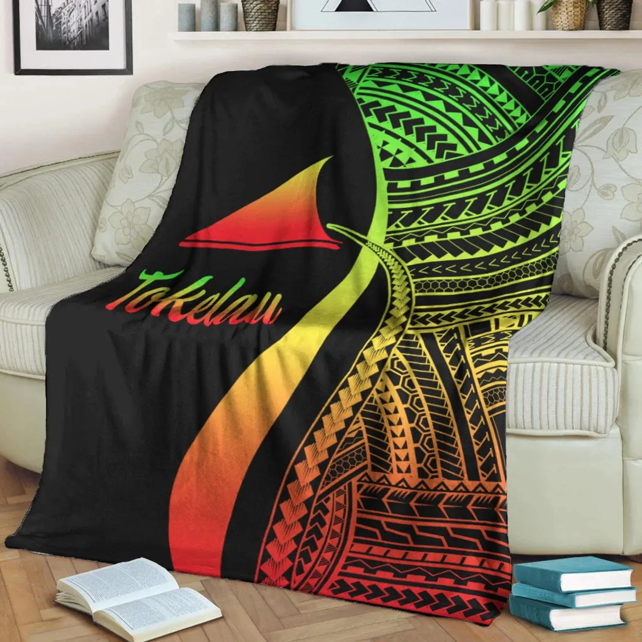 Tokelau Premium Blanket - Reggae Polynesian Tentacle Tribal Pattern 3