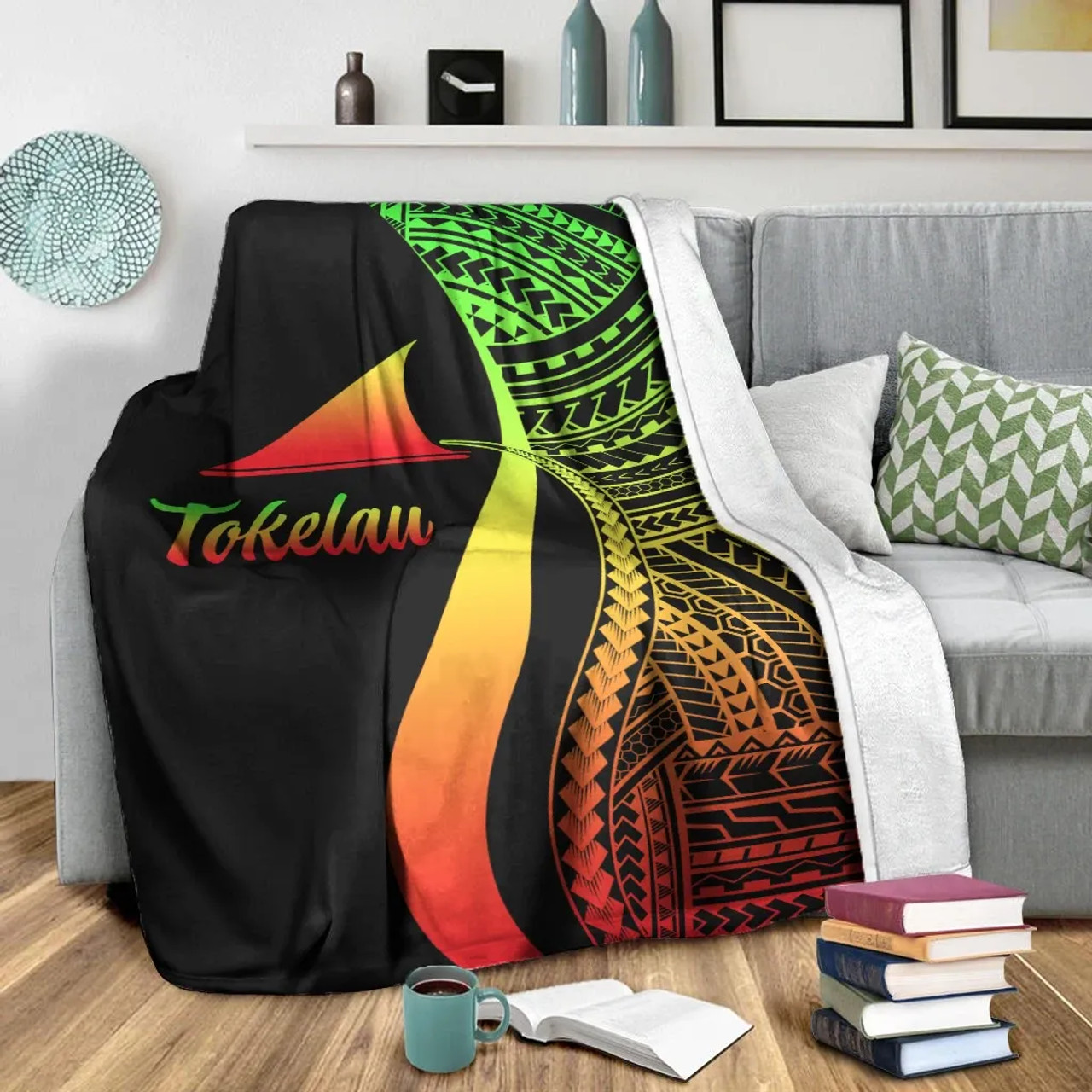 Tokelau Premium Blanket - Reggae Polynesian Tentacle Tribal Pattern 4