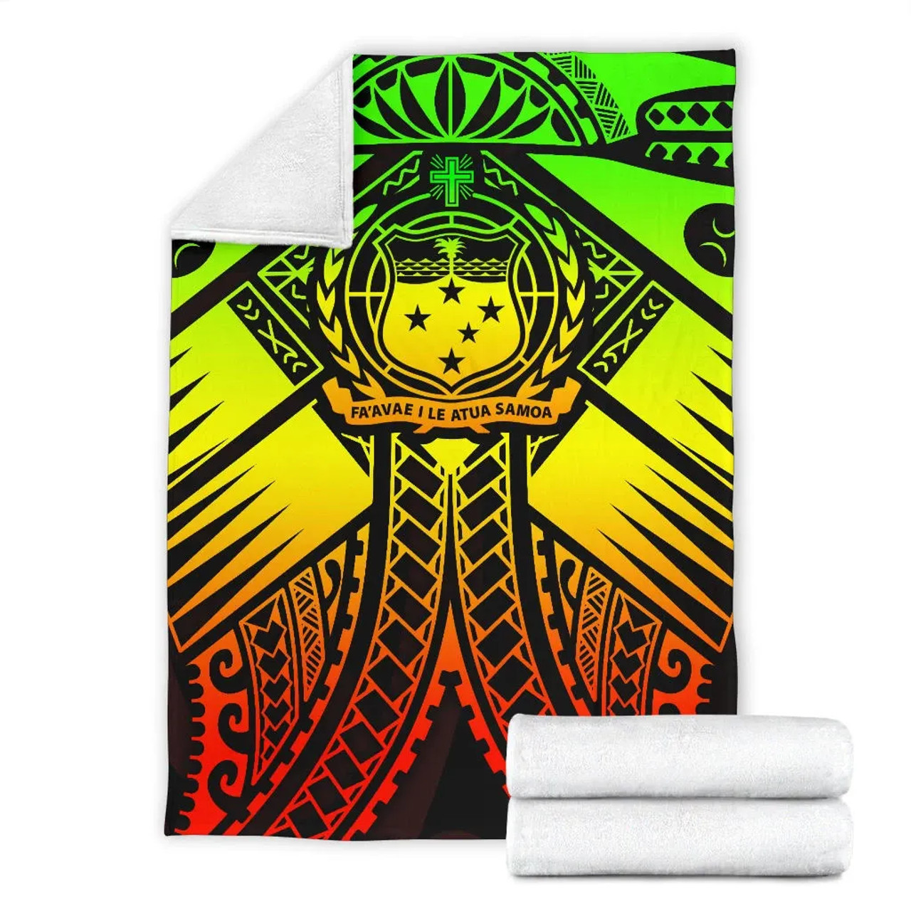 Samoa Polynesian Premium Blanket - Samoa Reggae Seal with Polynesian Tattoo 6