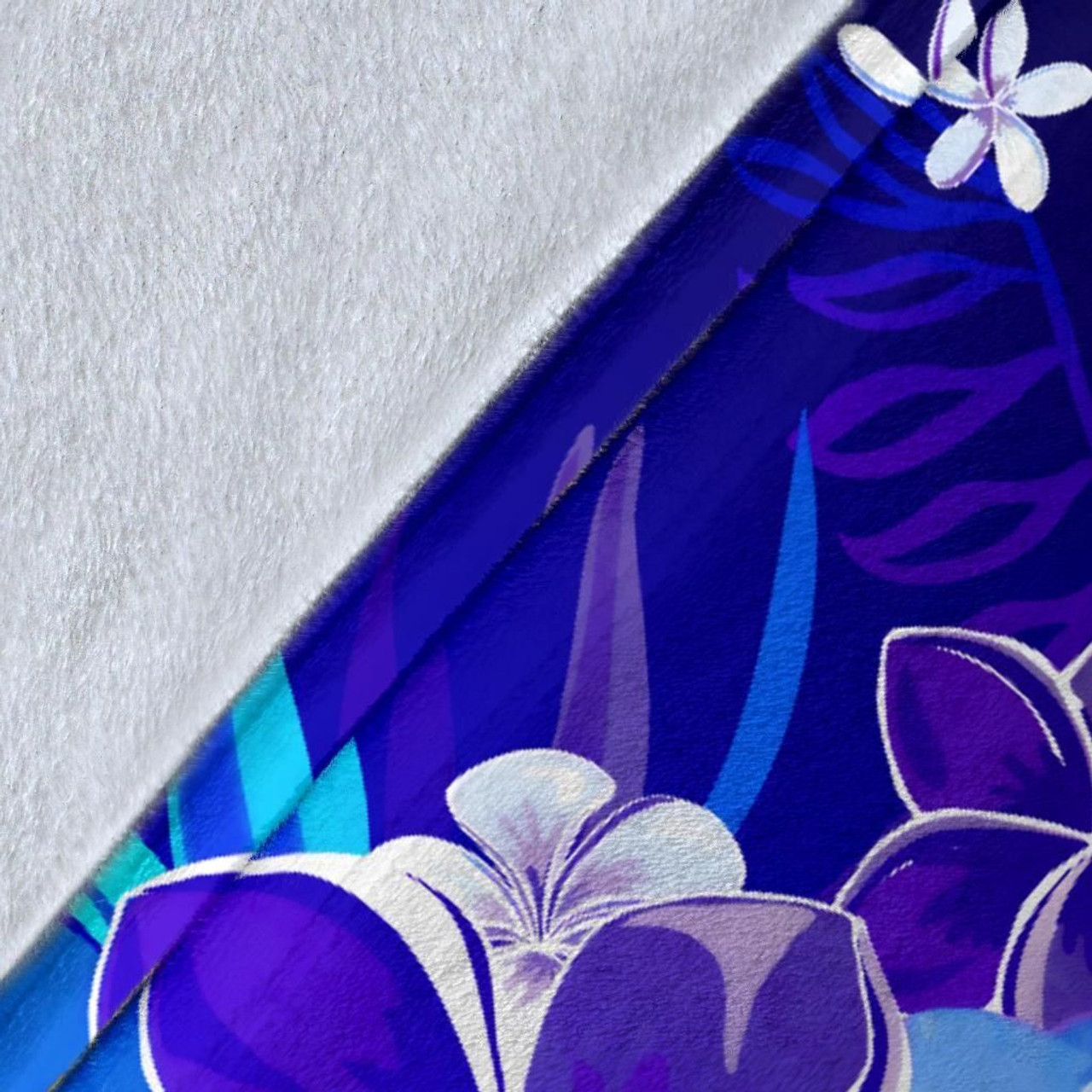 Tahiti Premium Blanket- Humpback Whale with Tropical Flowers (Blue) 8