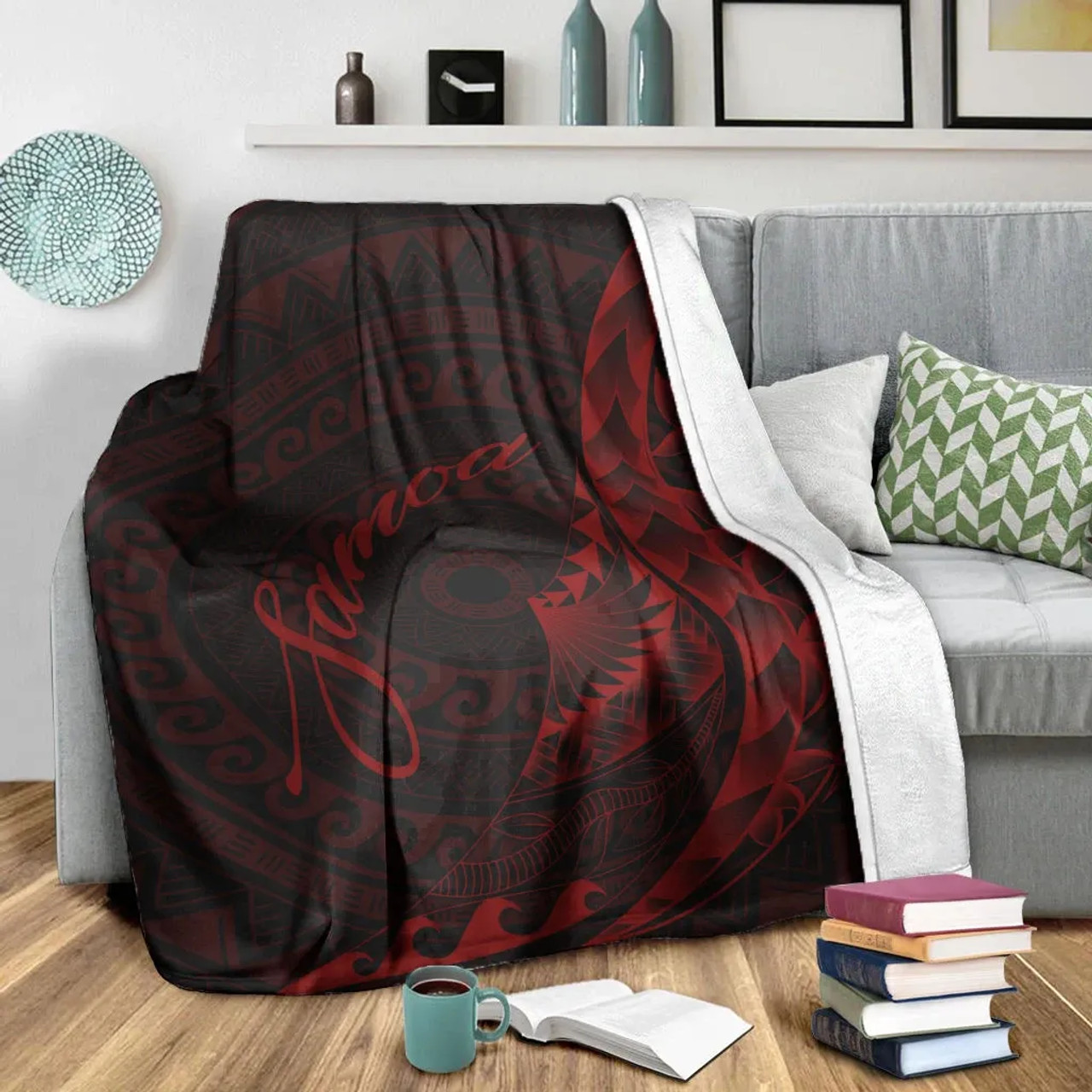 Samoa Premium Blanket - Polynesian Pattern Style Red Color 7