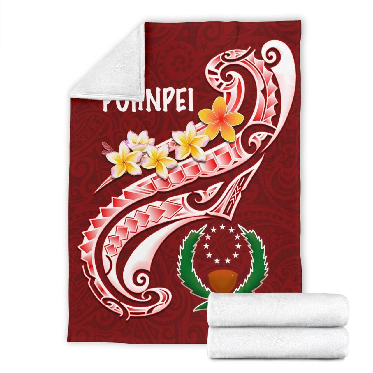 Pohnpei Premium Blanket - Pohnpei Seal Polynesian Patterns Plumeria 7