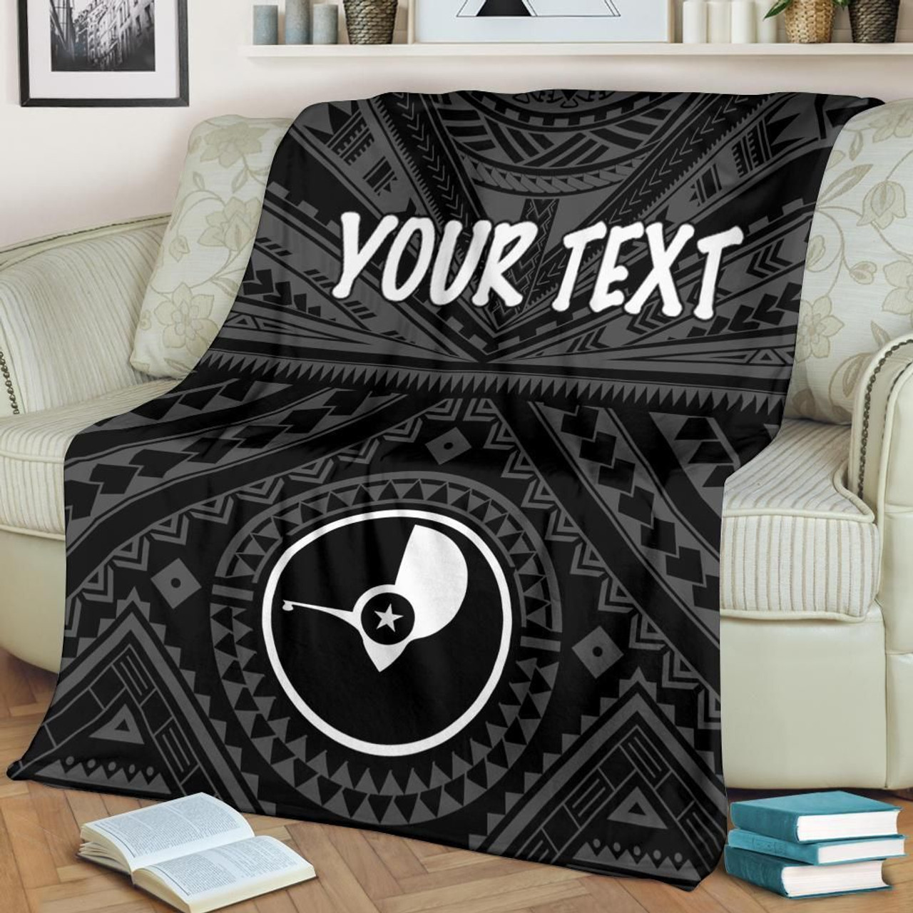 Yap Personalised Premium Blanket   - Yap Seal With Polynesian Tattoo Style 1