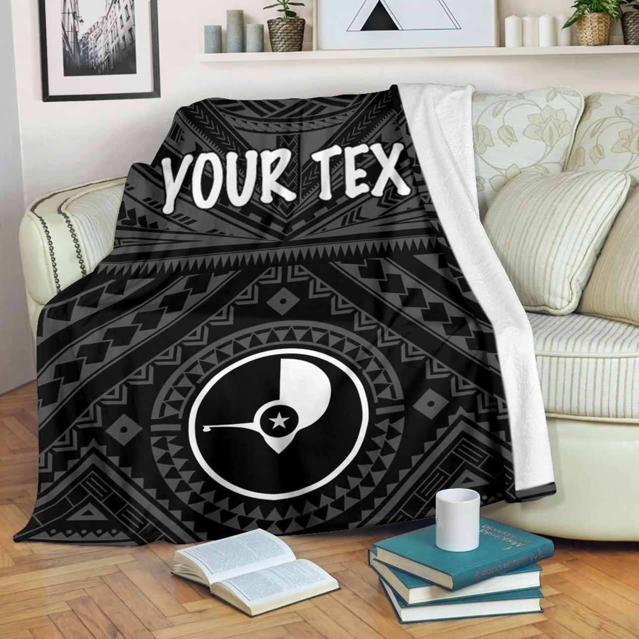 Yap Personalised Premium Blanket   - Yap Seal With Polynesian Tattoo Style 2