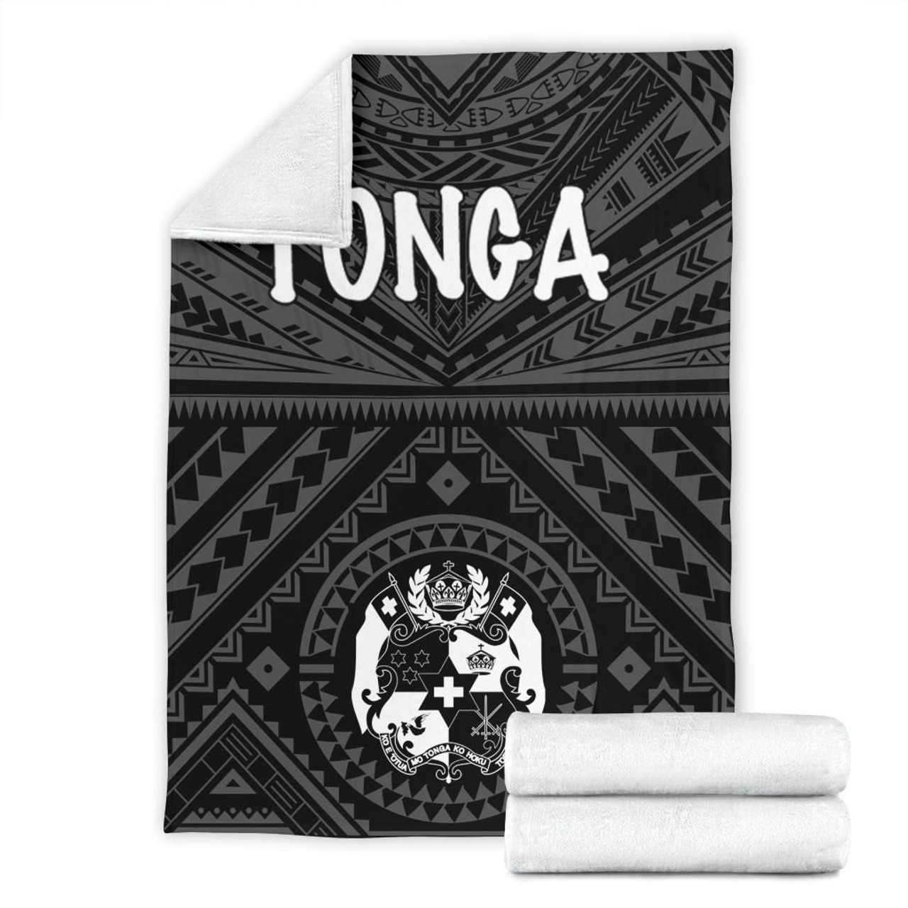 Tonga Premium Blanket - Tonga Seal With Polynesian Tattoo Style (Black) 7