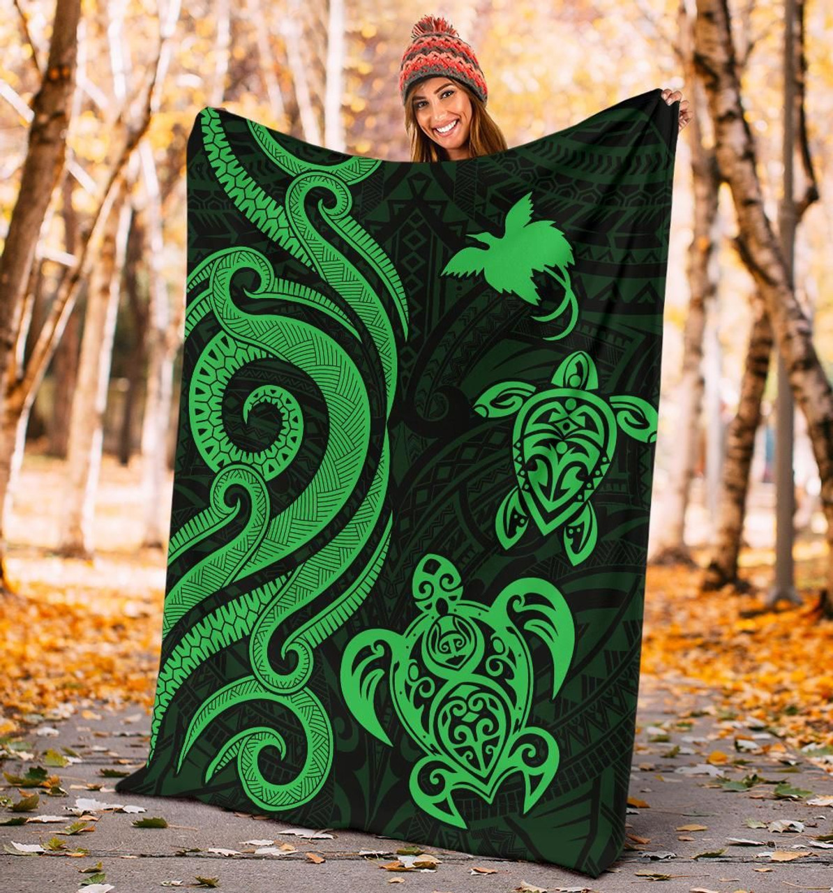 Papua New Guinea Premium Blanket - Green Tentacle Turtle 4