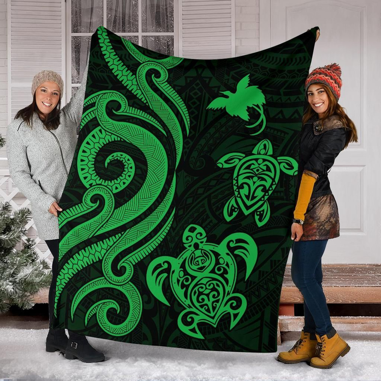 Papua New Guinea Premium Blanket - Green Tentacle Turtle 6