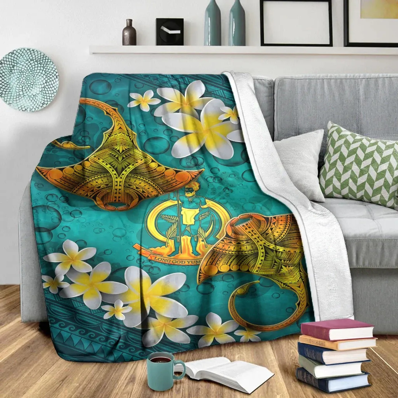 Vanuatu Polynesian Blanket - Manta Ray Ocean 3