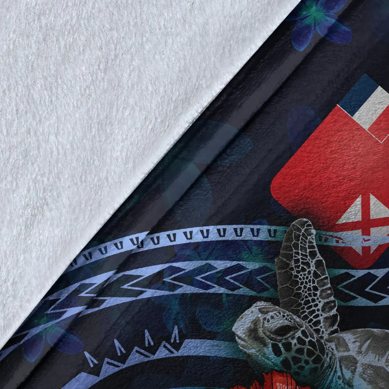 Wallis and Futuna Polynesian Premium Blanket - Blue Turtle Hibiscus 8
