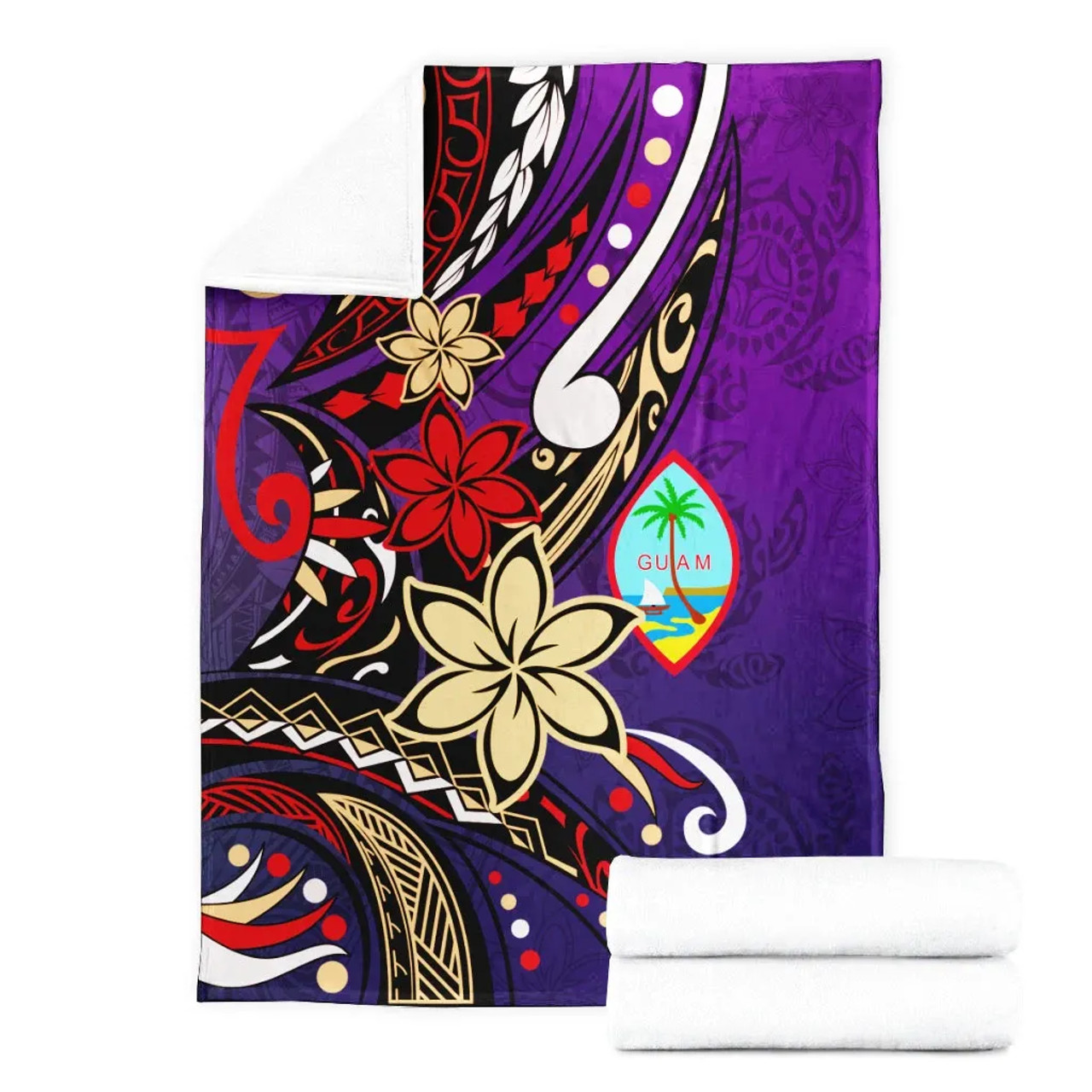 Guam Premium Blanket - Tribal Flower With Special Turtles Purple Color 7