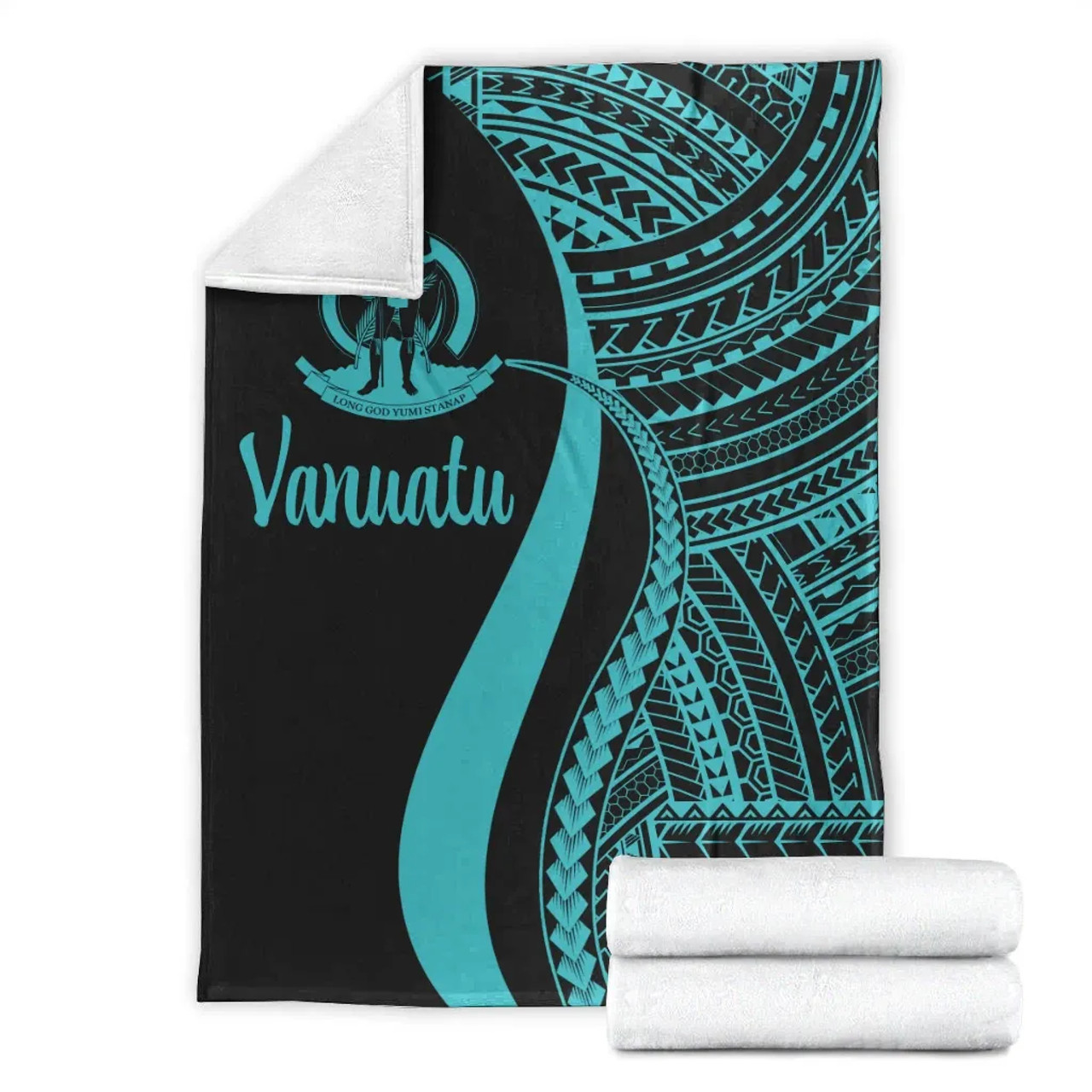Vanuatu Premium Blanket - Turquoise Polynesian Tentacle Tribal Pattern 7