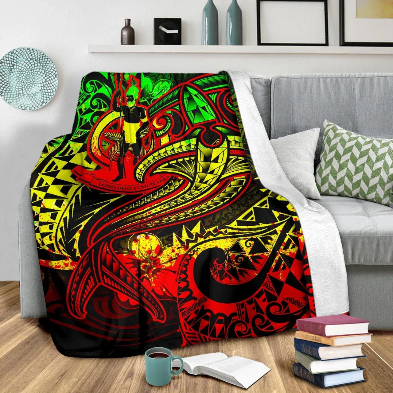 Vanuatu Polynesian Premium Blanket  - Reggae Shark Polynesian Tattoo 3