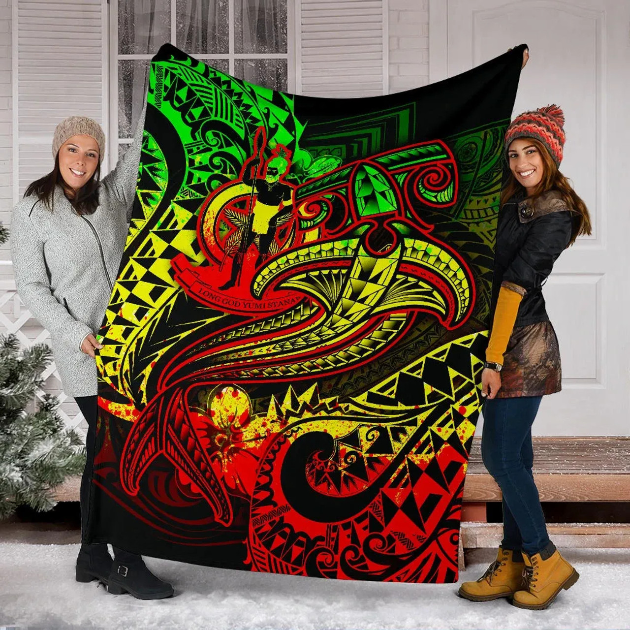 Vanuatu Polynesian Premium Blanket  - Reggae Shark Polynesian Tattoo 6