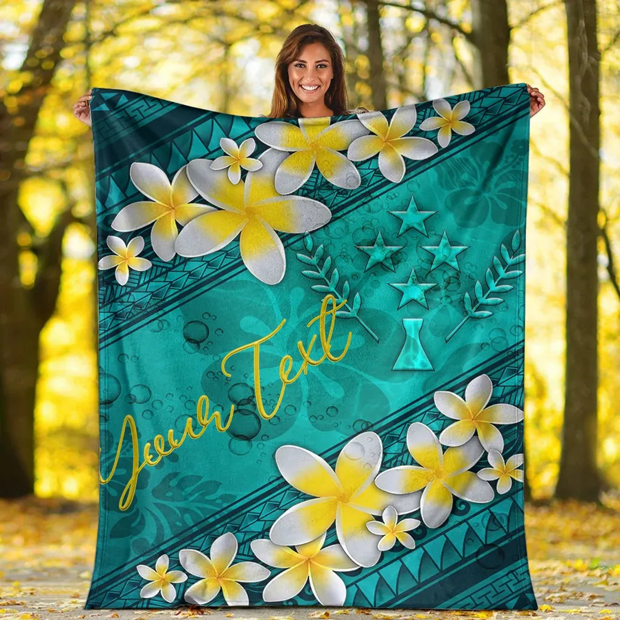 Kosrae Polynesian Custom Personalised Blanket - Plumeria With Blue Ocean 6