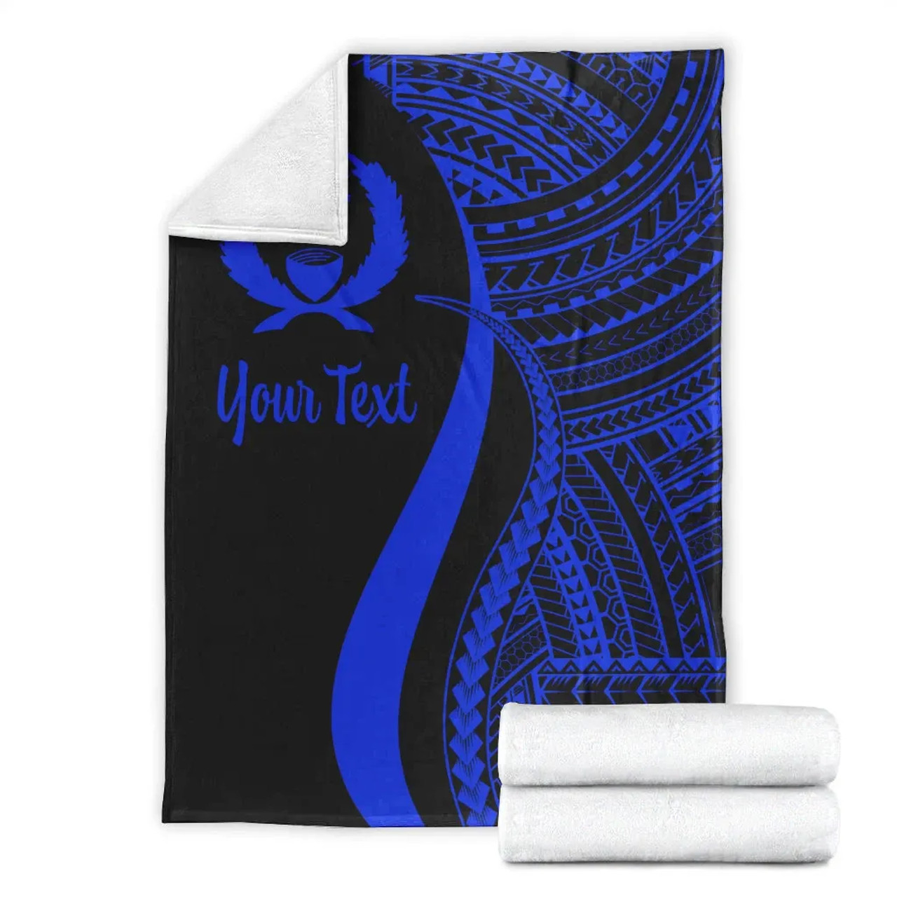 Pohnpei Custom Personalised Premium Blanket - Blue Polynesian Tentacle Tribal Pattern 7